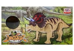Mamido Dinosaurus Triceratops na batérie so zvukovými efektmi hnedý