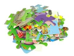 Lean-toys Drevené tehličky Hrad Dračí rytier 66 dielikov Puzzle hra