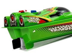 Lean-toys Zelená loďka na batérie so žltými prvkami 4 smery 40 cm