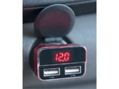 Extol Energy Nabíjačka USB do auta, 12/24V, 2xUSB, merač, 3,4A, 17W