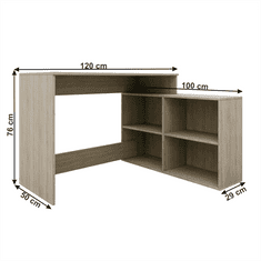 KONDELA PC stolík, dub sonoma, univerzálny, KORNER NEW