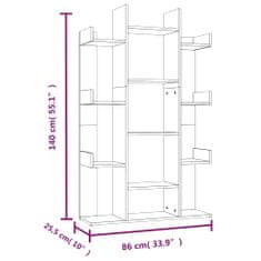 Vidaxl Knižnica hnedý dub 86x25,5x140 cm spracované drevo