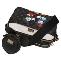 PRIMARK Peňaženka Mickey and Minnie Mouse + sáčok, čierna, na nastaviteľnom popruhu 24x15x8cm