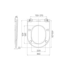 Mereo , WC závesné, RIMLESS, 530x355x360, keramické, vr. sedátka CSS113S, MER-VSD81S