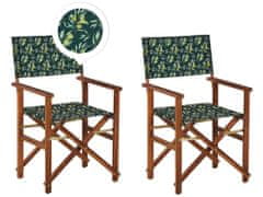Beliani Sada 2 záhradných stoličiek z tmavého akáciového dreva/vzor olív CINE