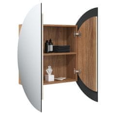 Vidaxl Kúpeľňová skrinka s okrúhlym zrkadlom a LED dubová 54x54x17,5cm