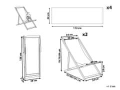 Beliani Sada 2 ležadiel z tmavého akáciového dreva/farebný geometrický vzor ANZIO