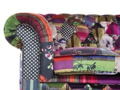 Beliani 3 miestna prešívaná pohovka fialová patchwork CHESTERFIELD