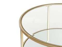 Beliani Sklenený konferenčný stolík so zrkadlovou policou zlatý BIRNEY