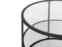 Beliani Sklenený konferenčný stolík so zrkadlovou policou čierny BIRNEY