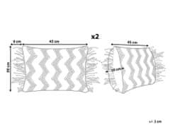 Beliani Sada 2 bavlnených vankúšov makramé so strapcami 30 x 45 cm sivá KIRIKKALE