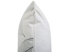 Beliani Sada 2 bavlnených vankúšov so vzorom listov 45 x 45 cm biela FREESIA