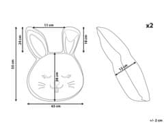 Beliani Sada 2 vankúšov v tvare králika 53 x 43 cm biela KANPUR