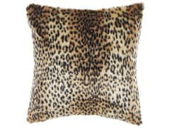 Beliani Sada 2 vankúšov z umelej kožušiny s leopardím vzorom 45 x 45 cm hnedá FOXTAIL