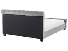 Beliani Zamatová vodná posteľ 160 x 200 cm svetlosivá AVALLON