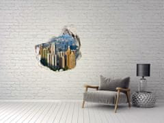 Wallmuralia.sk Díra 3D ve zdi nálepka Hong kong panoráma 100x100 cm