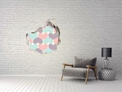 Wallmuralia.sk Diera 3D v stene na stenu Farebné srdce 75x75 cm
