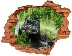 Wallmuralia.sk Diera 3D fototapeta nálepka Jeep v lese 90x70 cm