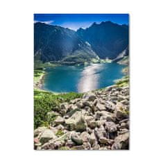 Wallmuralia.sk Vertikálny foto obraz akrylový Čierne jazero Tatry 50x100 cm 2 prívesky