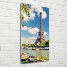 Wallmuralia.sk Vertikálny foto obraz sklenený Eiffelová veža Paríž 50x100 cm 2 prívesky