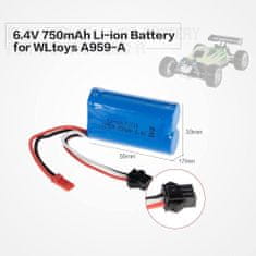 YUNIQUE GREEN-CLEAN 1-dielna nabíjateľná Lipo batéria (6,4V 750mAh) pre auto pre A959-A A969-A A979-A K929-A RC nákladné vozidlo 16500