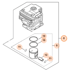 Stihl ND Valec s piestom 38mm, FS 235, FR 235, 4151 020 1200 (81)