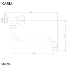 Mereo Kasia umývadlový kohútik nástenný s ramienkom otočným 200 mm CBS701 - Mereo