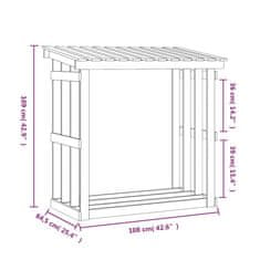 Petromila vidaXL Stojan na palivové drevo 108x64,5x109 cm masívna borovica