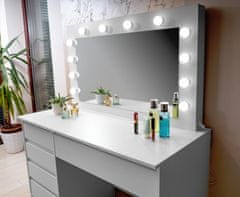 Aga Toaletný stolík so zrkadlom a osvetlením + taburet Matný biely