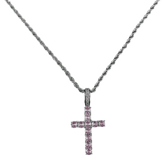 IZMAEL Náhrdelník Zircon Cross-Strieborná/Ružová KP22768