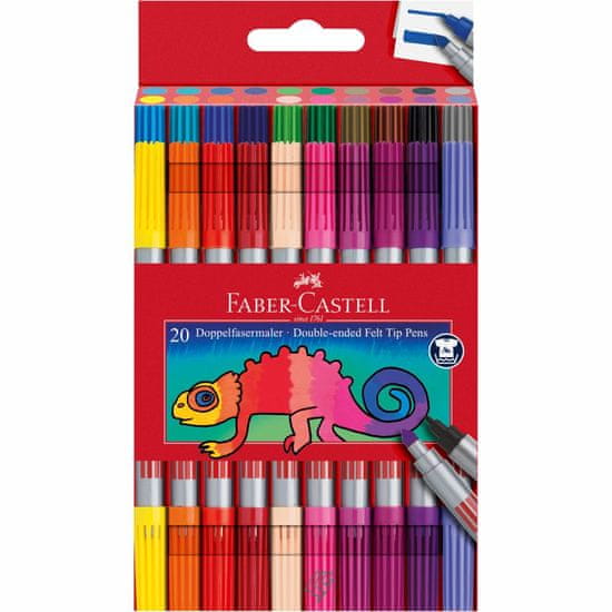 Faber-Castell Popisovače Fibre-Tip obojstranné 20 farebné