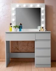 Aga Toaletný stolík so zrkadlom a osvetlením Matný biely