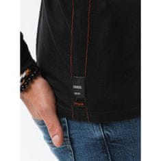OMBRE Pánsky dlhý rukáv s potlačou RAYDER čierny MDN19515 XL
