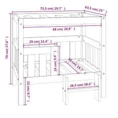 Vidaxl Posteľ pre psa 75,5x63,5x70 cm borovicový masív