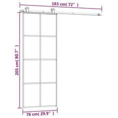 Vidaxl Posuvné dvere s kovaním 76x205 cm ESG sklo a hliník