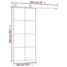 Vidaxl Posuvné dvere s kovaním ESG sklo a hliník 90x205 cm