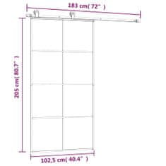 Vidaxl Posuvné dvere s kovaním ESG sklo a hliník 102,5x205 cm