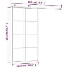 Vidaxl Posuvné dvere s kovaním ESG sklo a hliník 102,5x205 cm