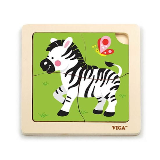Viga Toys Drevené puzzle pre najmenších Viga 4 ks Zebra