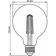 VIDEX Stmievateľná LED žiarovka E27 G95 7W = 53W 700lm 2200K Teplá biela 360°