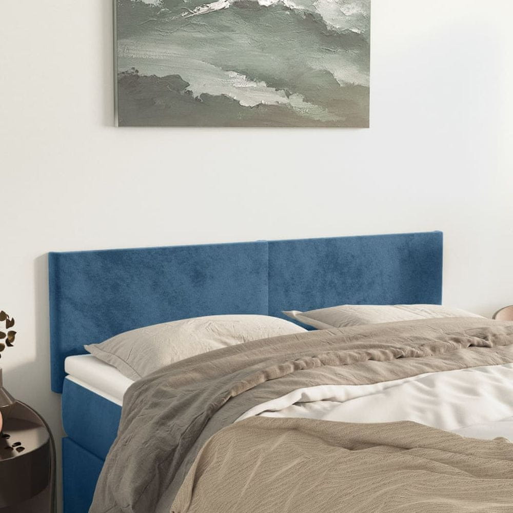 Vidaxl Čelá postele 2 ks modré 72x5x78/88 cm zamat