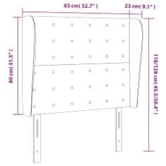 Vidaxl Čelo postele so záhybmi sivé 83x23x118/128 cm umelá koža