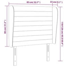 Vidaxl Čelo postele so záhybmi bledosivé 83x23x118/128 cm zamat