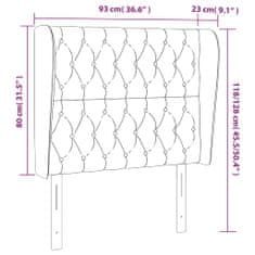 Vidaxl Čelo postele so záhybmi čierne 93 x 23 x 118/128 cm látka