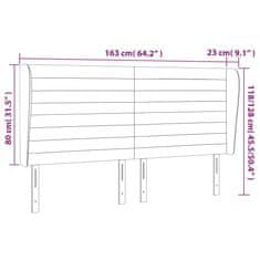 Vidaxl Čelo postele so záhybmi bledosivé 163x23x118/128 cm zamat