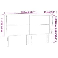 Vidaxl Čelo postele so záhybmi tmavosivé 163x23x118/128 cm zamat