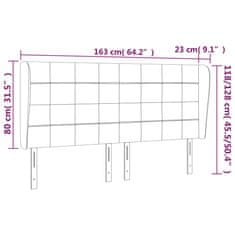 Vidaxl Čelo postele so záhybmi bledosivé 163x23x118/128 cm zamat