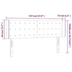 Vidaxl Čelo postele s LED bledosivé 147x16x78/88 cm zamat