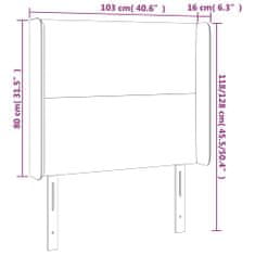 shumee Čelo postele s LED tmavosivé 103x16x118/128 cm látka