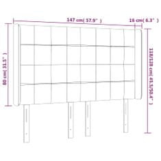 Vidaxl Čelo postele s LED bledosivé 147x16x118/128 cm zamat